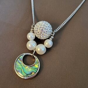 Fifth Avenue Collection "Glam Time" Necklace with Faux Pearls, Swarovski Crystal